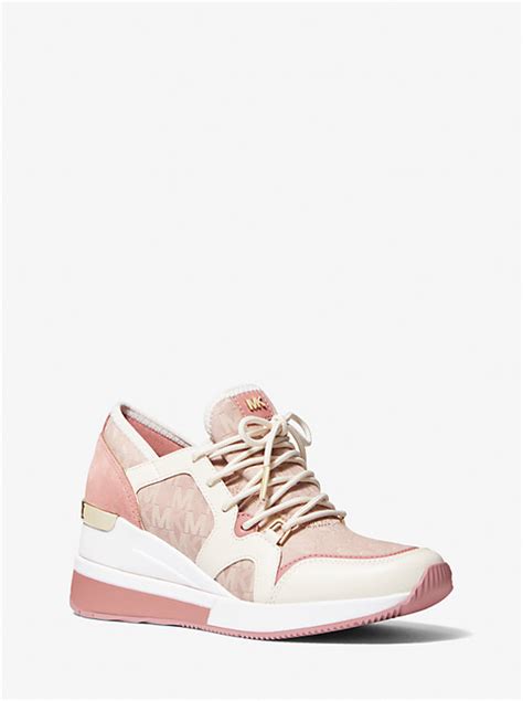 Liv Leather and Logo Jacquard Trainer 